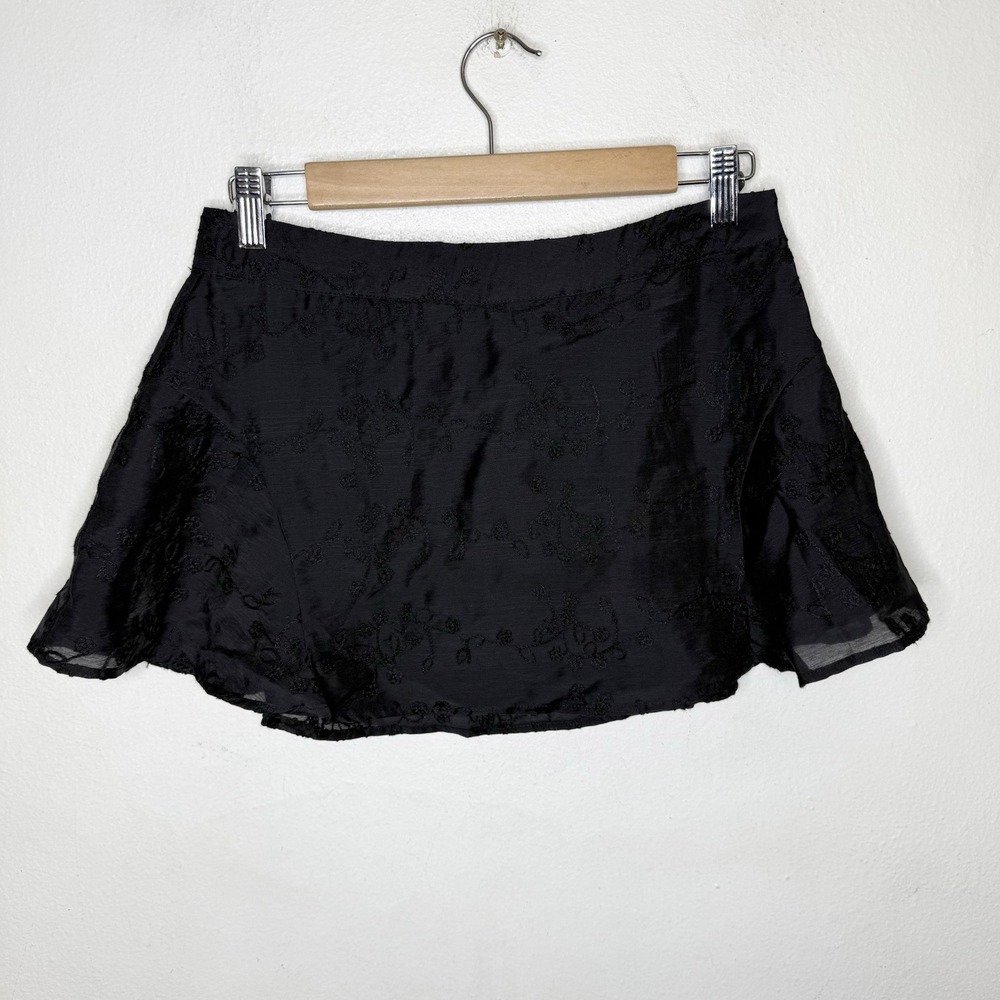 New Princess Polly Perilla Black Textured Floral Mini Skirt Lined Womens‎ US 2